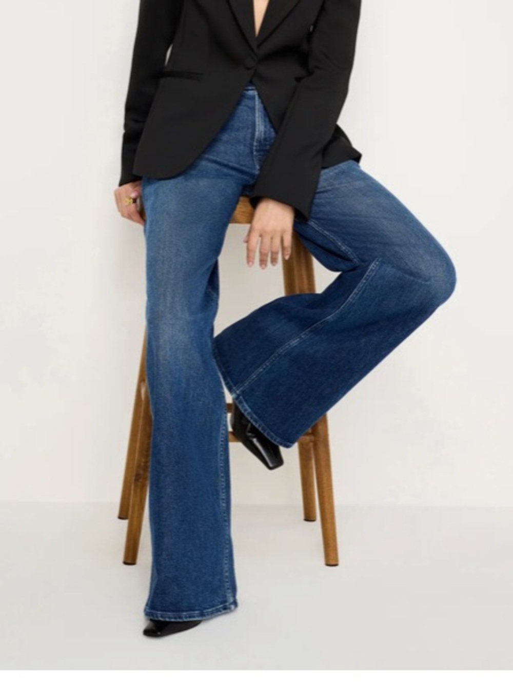 Good American Good Skate Wide Leg Jeans Blue383 New